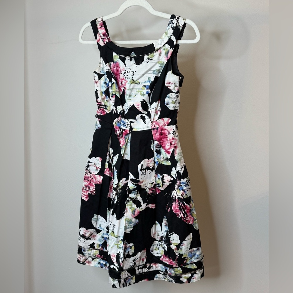 Girls Black Floral Fit-and-Flare Dress